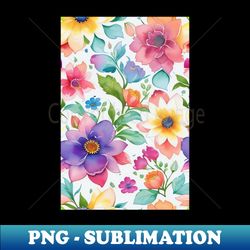 colorful flowers watercolor vector pattern - unique sublimation png download - enhance your apparel with stunning detail