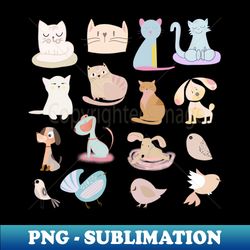 Cats dogs and birds - PNG Transparent Sublimation Design - Unleash Your Creativity