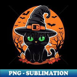 Black cat familiar for halloween - Signature Sublimation PNG File - Unleash Your Creativity