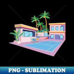 A clubhouse tennis court - Special Edition Sublimation PNG File - Enhance Your Apparel with Stunning Detail