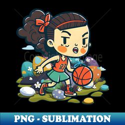 basketball easter shirt  girl playing basketball easter eggs - decorative sublimation png file - transform your sublimation creations