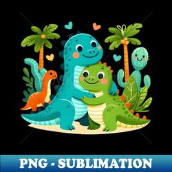 Dinosaur Friends Hugging - Aesthetic Sublimation Digital File - Unlock Vibrant Sublimation Designs