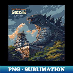 Retro Godzilla - Osaka Castle - High-Quality PNG Sublimation Download - Unlock Vibrant Sublimation Designs