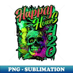 Happy Hours 420 Exotic Pineapple Skull - PNG Transparent Digital Download File for Sublimation - Capture Imagination with Every Detail