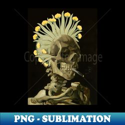 Smoking Skeleton with Floral Headdress - Stylish Sublimation Digital Download - Bring Your Designs to Life