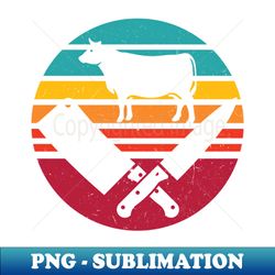 Butcher And Meat Cutter In Vintage Sunset - PNG Transparent Sublimation File - Unlock Vibrant Sublimation Designs