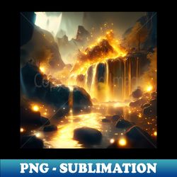 Fantasy Magic Gold waterfall - PNG Sublimation Digital Download - Defying the Norms