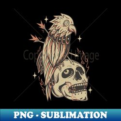 vintage style parrot and skull - Stylish Sublimation Digital Download - Revolutionize Your Designs