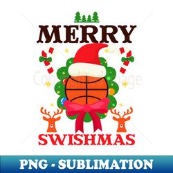 Christmas Basketball Shirt  Merry Swishmas - Retro PNG Sublimation Digital Download - Vibrant and Eye-Catching Typography