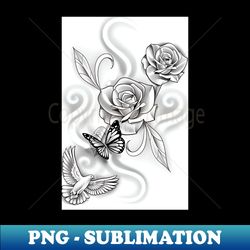 Black and white Rose - High-Resolution PNG Sublimation File - Revolutionize Your Designs
