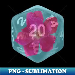 Nat20 Pink Flower on Teal - PNG Transparent Sublimation Design - Revolutionize Your Designs
