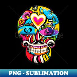 sugar skull heart airbrush art design - premium png sublimation file - create with confidence
