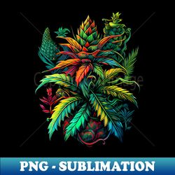 Colorful Cannabis Flower - Modern Sublimation PNG File - Transform Your Sublimation Creations