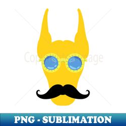 funny yellow dobermann dog with weird sunglasses and big mustache - Vintage Sublimation PNG Download - Enhance Your Apparel with Stunning Detail