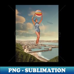 Beach Town - SurrealCollage Art - Digital Sublimation Download File - Boost Your Success with this Inspirational PNG Download