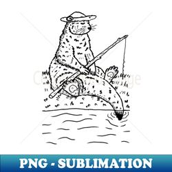 Fishing Otter  Sleepy Pals- outline - High-Quality PNG Sublimation Download - Revolutionize Your Designs