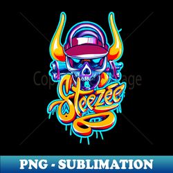 steezee art dezign airbrush skull - exclusive sublimation digital file - unlock vibrant sublimation designs