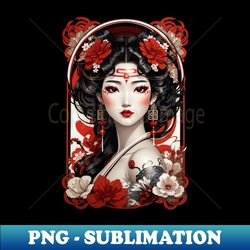 Korean Kisaeng-Geisha retro vintage floral design - Instant PNG Sublimation Download - Fashionable and Fearless