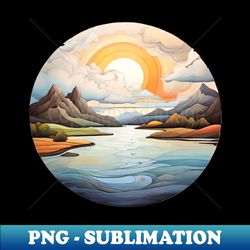 Abstract Mountain Ranges Expressive Landscape Art 453 - PNG Transparent Sublimation File - Vibrant and Eye-Catching Typography