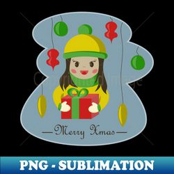 girl with christmas gift box - png transparent sublimation design - vibrant and eye-catching typography