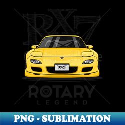 Mazda RX7 - Rotary Legend - High-Resolution PNG Sublimation File - Vibrant and Eye-Catching Typography