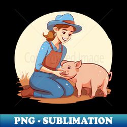 Pig Farmer Shirt  Girl Loves Pigs - Modern Sublimation PNG File - Create with Confidence