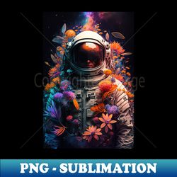 Lost In Space Astronaut Covered with Flowers Trippy Cosmos Surreal Science Galaxy Sci-Fi - Digital Sublimation Download File - Unleash Your Inner Rebellion