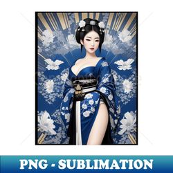 Blue Geisha - High-Quality PNG Sublimation Download - Capture Imagination with Every Detail