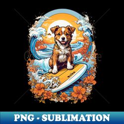 Cute Corgi puppy surfing at sunset retro vintage design - High-Resolution PNG Sublimation File - Perfect for Creative Projects