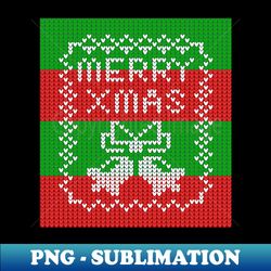 Ugly sweater pattern jingle bells Merry Xmas text - Modern Sublimation PNG File - Add a Festive Touch to Every Day