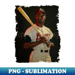 hank aaron in atlanta braves old photo vintage - unique sublimation png download - instantly transform your sublimation projects