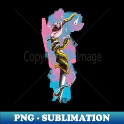 neo traditional knife and hand and snake on pop background - Vintage Sublimation PNG Download - Capture Imagination with Every Detail