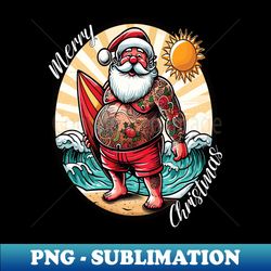 Santa Claus surfing - High-Quality PNG Sublimation Download - Unleash Your Creativity