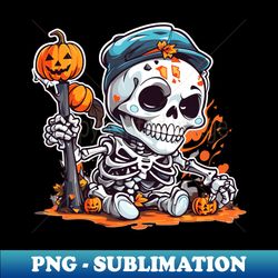 Bone Chilling Season - Cute Skeleton with Pumpkin Halloween T-Shirt - High-Quality PNG Sublimation Download - Perfect for Sublimation Art