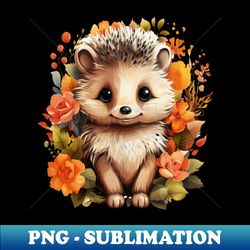 cute Hedgehog colorful floral - Premium Sublimation Digital Download - Perfect for Personalization