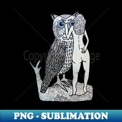 Naked Woman Touches the Eye of an Owl - Stylish Sublimation Digital Download - Perfect for Sublimation Mastery