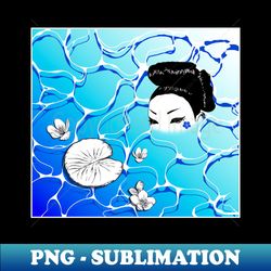 Geisha Underwater Blue - Elegant Sublimation PNG Download - Fashionable and Fearless