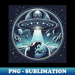 Grey Aliens in a UFO - Artistic Sublimation Digital File - Boost Your Success with this Inspirational PNG Download