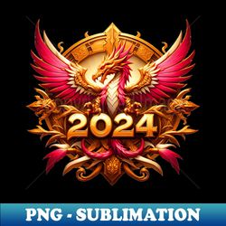 Wooden Gold Pink Dragon 2024 - High-Resolution PNG Sublimation File - Revolutionize Your Designs