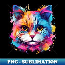 Scottish Fold in vivid colors - High-Quality PNG Sublimation Download - Fashionable and Fearless