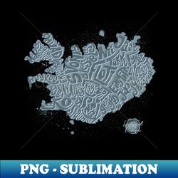 Iceland Map with Icelandic Words - High-Resolution PNG Sublimation File - Boost Your Success with this Inspirational PNG Download