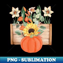 Fall Floral Pumpkin - PNG Transparent Digital Download File for Sublimation - Add a Festive Touch to Every Day