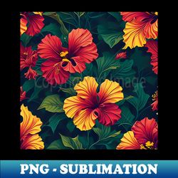 Red Orange Hibiscus Fantasy - PNG Transparent Sublimation Design - Vibrant and Eye-Catching Typography