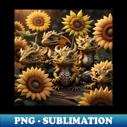Sunflower Dragons - Sublimation-Ready PNG File - Unleash Your Inner Rebellion