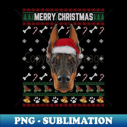 Doberman Lovers Ugly Xmas Sweater Merry Christmas - Unique Sublimation PNG Download - Defying the Norms