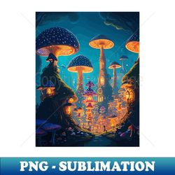 Fantasy Mushroom City - Vintage Sublimation PNG Download - Enhance Your Apparel with Stunning Detail