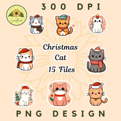 Christmas Cat Stickers PNG