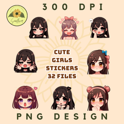 Cute Girl Stickers PNG
