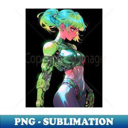 Green cyber woman - Retro PNG Sublimation Digital Download
