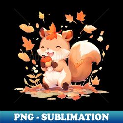 Happy Autumn Squirrel with an Acorn - PNG Sublimation Digital Download